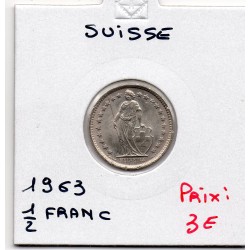 Suisse 1/2 franc 1963 Sup, KM 23 pièce de monnaie