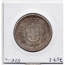 Suisse 5 francs 1931 TTB, KM 40 pièce de monnaie
