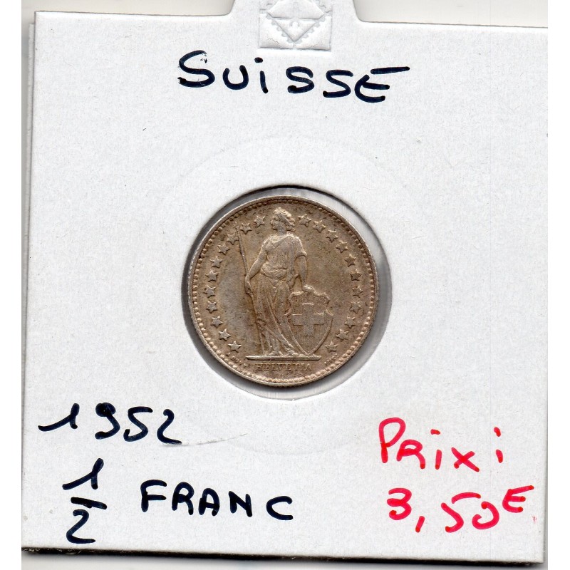 Suisse 1/2 franc 1952 Sup, KM 23 pièce de monnaie