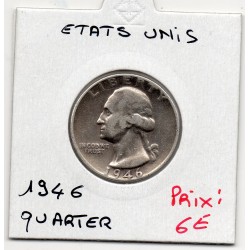 Etats Unis Quarter ou 1/4 Dollar 1946 TTB, KM 164 pièce de monnaie