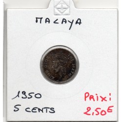 Malaya 5 cents 1950 TTB, KM 7 pièce de monnaie