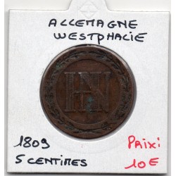 Westphalie Jérome Napoléon 5 centimes 1809 C TB KM 94 pièce de monnaie