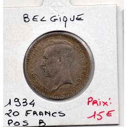 Belgique 20 Francs 1934 en Flamand Sup, KM 104 pièce de monnaie