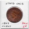 Etats Unis 1 cent 1847 AB, KM 67 pièce de monnaie