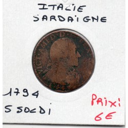 Italie Sardaigne 5 Soldi 1794 B+, KM 91 pièce de monnaie