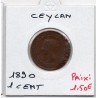 Ceylan 1 cent 1890 B, KM 92 pièce de monnaie