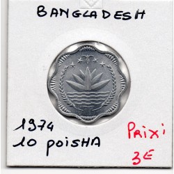 Bangladesh 10 poisha 1974 FDC, KM 7 pièce de monnaie