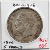 Belgique 5 Francs 1874 Sup-, KM 24 pièce de monnaie