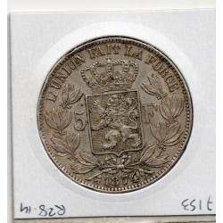 Belgique 5 Francs 1874 Sup-, KM 24 pièce de monnaie
