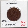 Italie 5 centesimi 1862 N Naples Sup+,  KM 3 pièce de monnaie