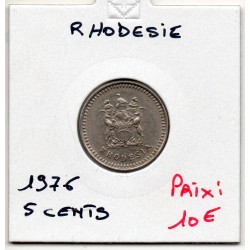 Rhodésie 5 cents 1976 Sup, KM 13 pièce de monnaie