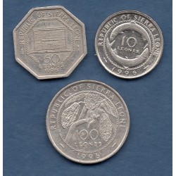 Sierra Leone lot 10 50 et 100 leones 1996 TTB, pièce de monnaie
