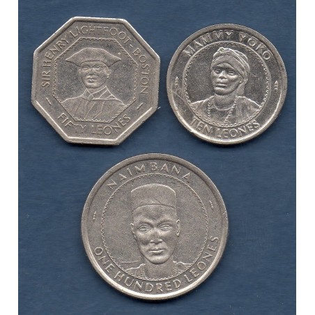 Sierra Leone lot 10 50 et 100 leones 1996 TTB, pièce de monnaie