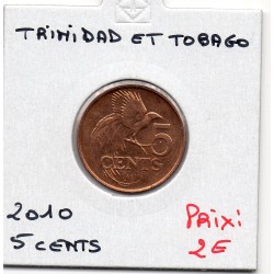 Trinité et Tobago 5 cents 2010 Spl, KM 30 pièce de monnaie