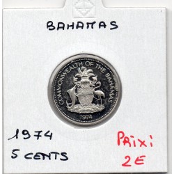 Bahamas 5 cents 1974 FDC, KM 3 pièce de monnaie