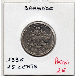Barbade 25 cents 1996 Sup, KM 13a pièce de monnaie