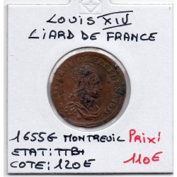 Liard de France 1655 G Montreuil TTB+ Louis XIV pièce de monnaie royale