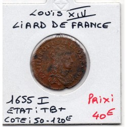 Liard de France 1655 I Limoges TB+ Louis XIV pièce de monnaie royale