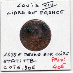 Liard de France 1655 E Meung sur Loire TTB- Louis XIV pièce de monnaie royale