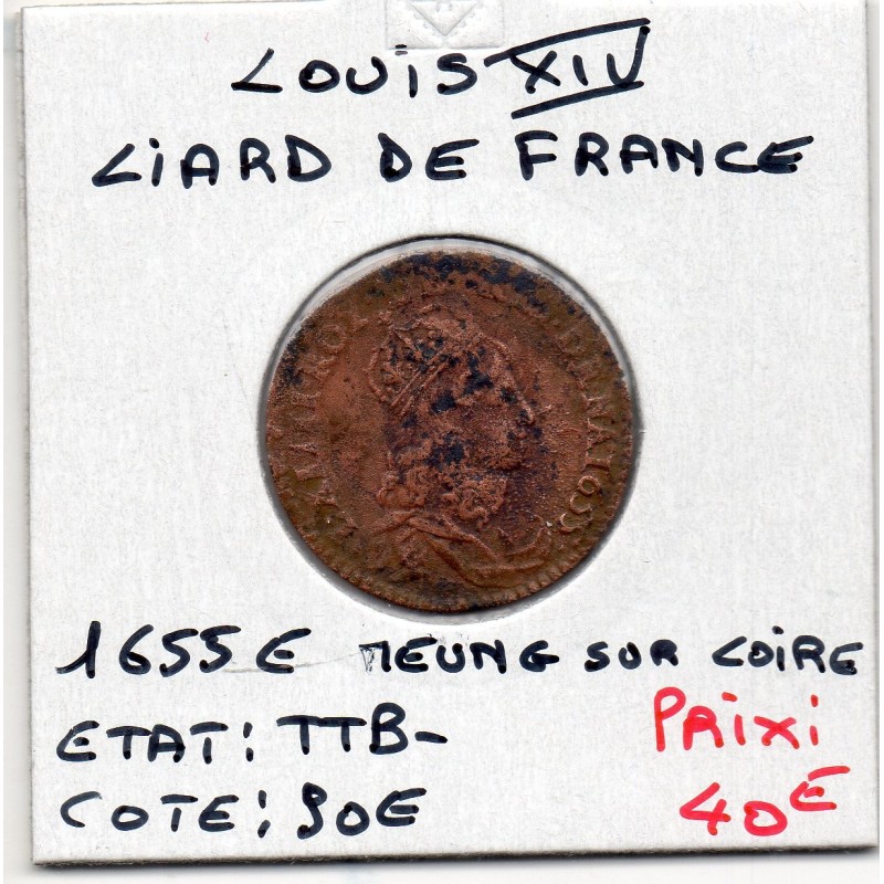 Liard de France 1655 E Meung sur Loire TTB- Louis XIV pièce de monnaie royale