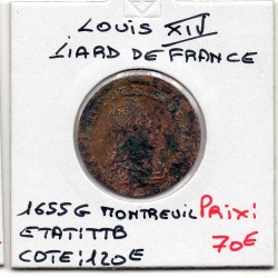 Liard de France 1655 G Montreuil TTB Louis XIV pièce de monnaie royale