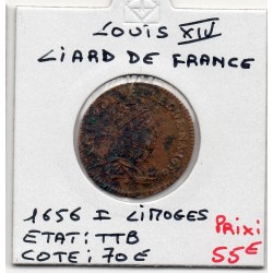 Liard de France 1656 I Limoge TTB Louis XIV pièce de monnaie royale