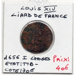 Liard de France 1656 I Limoge TTB- Louis XIV pièce de monnaie royale