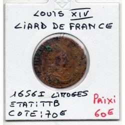 Liard de France 1656 I Limoge TTB Louis XIV pièce de monnaie royale
