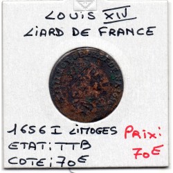 Liard de France 1656 I Limoge TTB Louis XIV pièce de monnaie royale