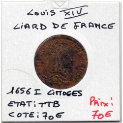 Liard de France 1656 I Limoge TTB Louis XIV pièce de monnaie royale