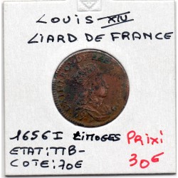 Liard de France 1656 I Limoge TTB- Louis XIV pièce de monnaie royale