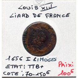 Liard de France 1656 I Limoge TTB+ Louis XIV pièce de monnaie royale