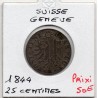 Suisse Canton Genève 25 centimes 1844 Sup-, KM 129 pièce de monnaie