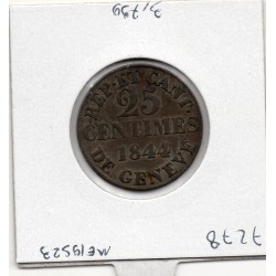 Suisse Canton Genève 25 centimes 1844 Sup-, KM 129 pièce de monnaie