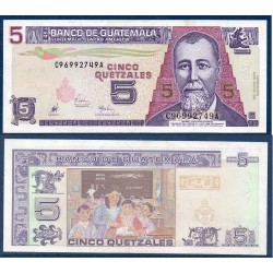 Guatemala Pick N°100, Sup Billet de banque de 5 Quetzales 1998