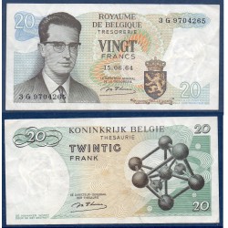 Belgique Pick N°138 TTB, Billet de banque de 20 Franc Belge 1964