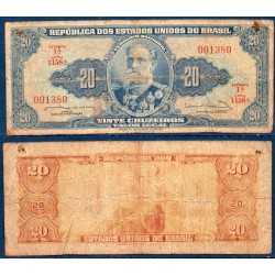 Bresil Pick N°168b, B Billet de banque de 20 Cruzeiros 1963