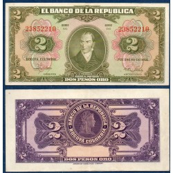 Colombie Pick N°390d, TTB+ Billet de banque de 2 Pesos oro 1955