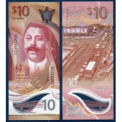 Barbade Pick N°82, Neuf Billet de banque de 10 dollars 2022