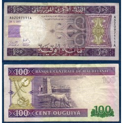 Mauritanie Pick N°16b, TB Billet de banque de 100 Ouguiya 2015