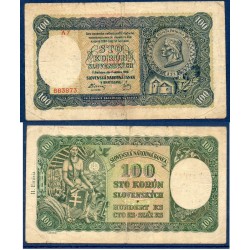 Slovaquie Pick N°11a, TB- Billet de banque de 100 Korun 1940