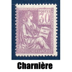 Timbre France Yvert No 115 Mouchon type I 30c Violet neuf * avec charnière