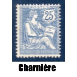 Timbre France Yvert No 127 Type Mouchon 25c Bleu neuf * avec charnière