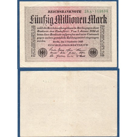Allemagne Pick N°109a, Billet de banque de 50 millions de Mark 1923