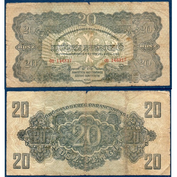 Hongrie Pick N°M6b, B Billet de banque de 20 pengo 1944