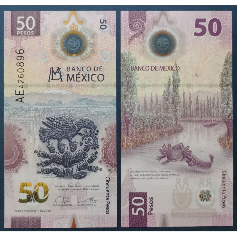 Mexique Pick N°133a, Neuf Billet de Banque de 50 pesos 31.3.2021