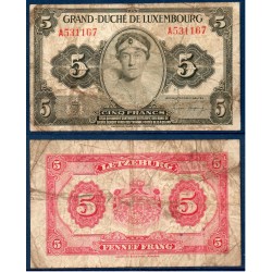 Luxembourg Pick N°43b, B Billet de banque de 5 Francs 1944