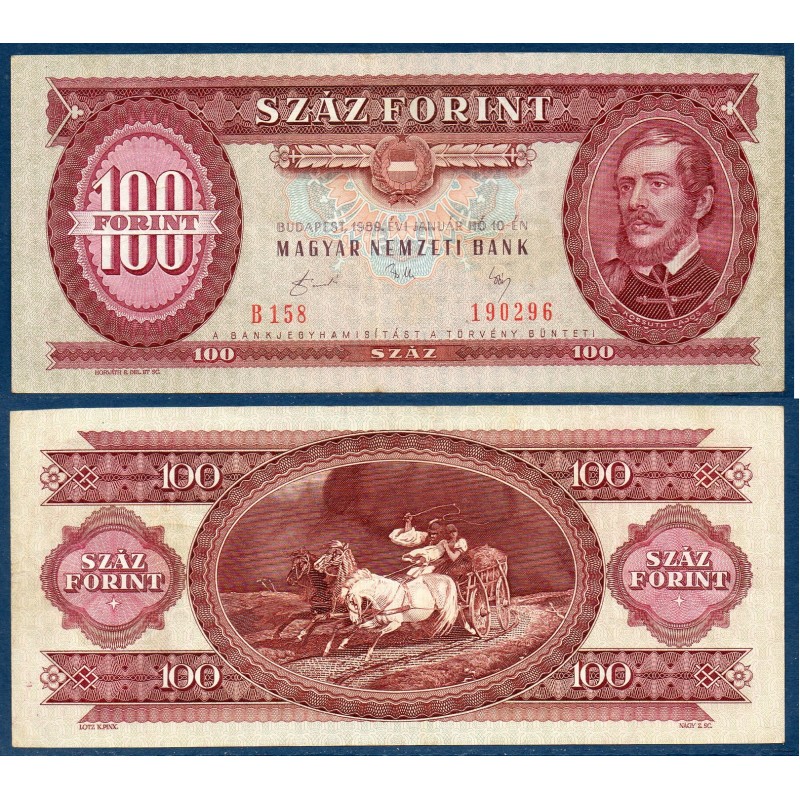 Hongrie Pick N°171h, Billet de banque de 100 Forintz 1989