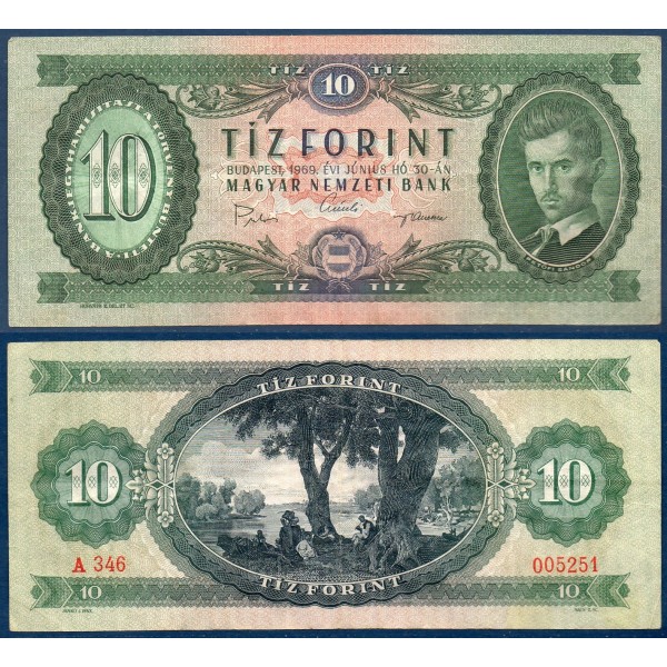 Hongrie Pick N°168d, TTB Billet de banque de 10 Forintz 1969