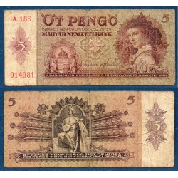 Hongrie Pick N°106, B Billet de banque de 5 Pengo 1939